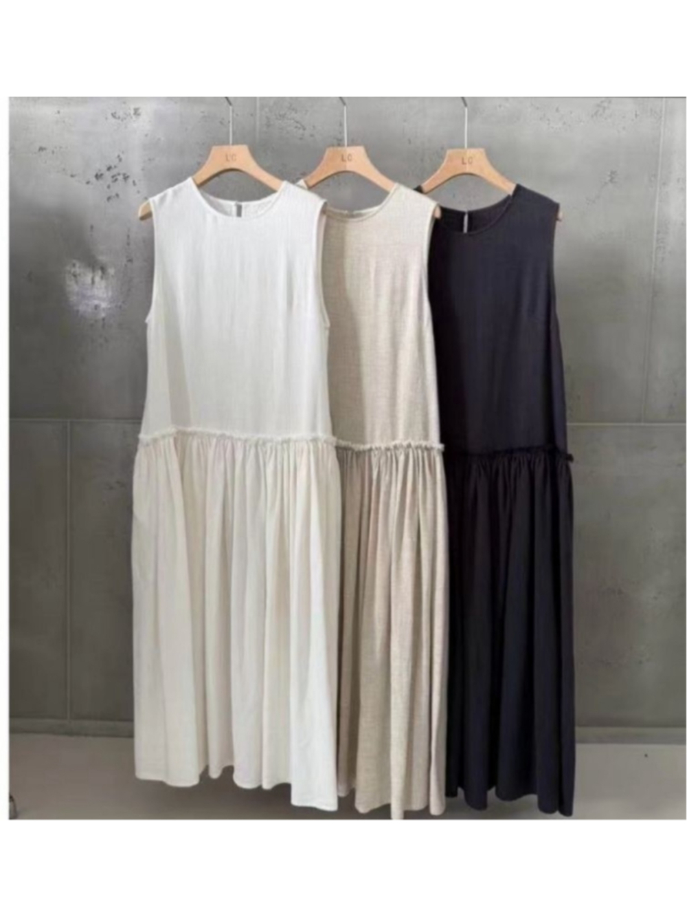 Cream Tencel & Ramie Maxi Dress